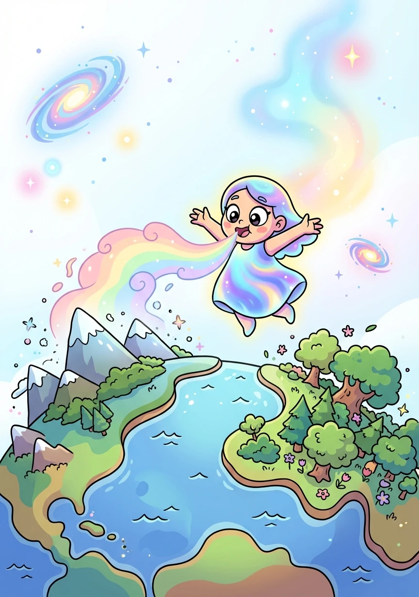 She breathed life into the planets, creating vast oceans, towering mountains, and sprawling forests.