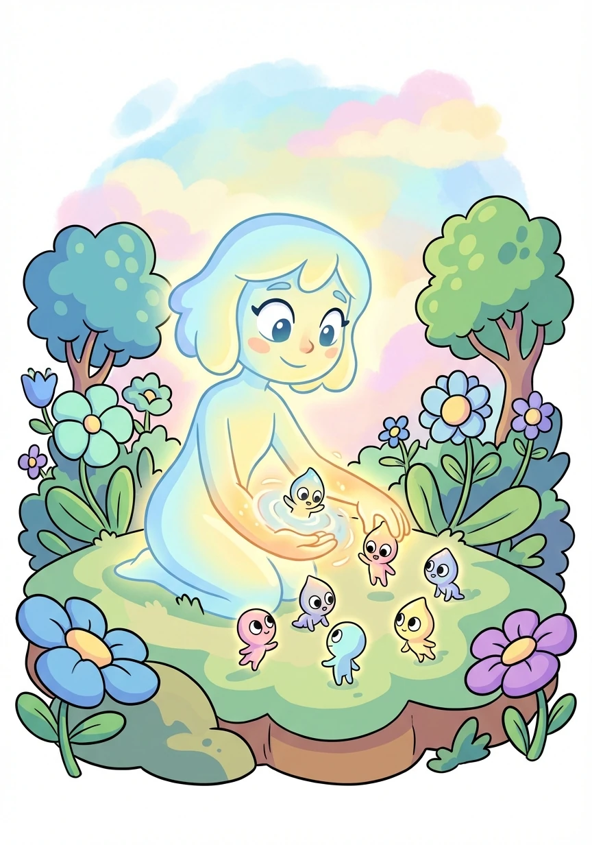 Lumina then created tiny, seed-like beings with the potential for great love, creativity, and kindness. These were the first humans.
