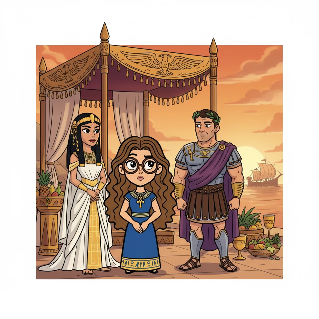 The wedding of Cleopatra and Mark Antony is a spectacle of opulence and celebration, marking a union of power. Kayla stands by Cleopatra's side, observing the Roman general with a cautious eye. Their joy is shadowed by the growing threat of Octavian, Antony's rival, who seeks to conquer Egypt and claim its riches.