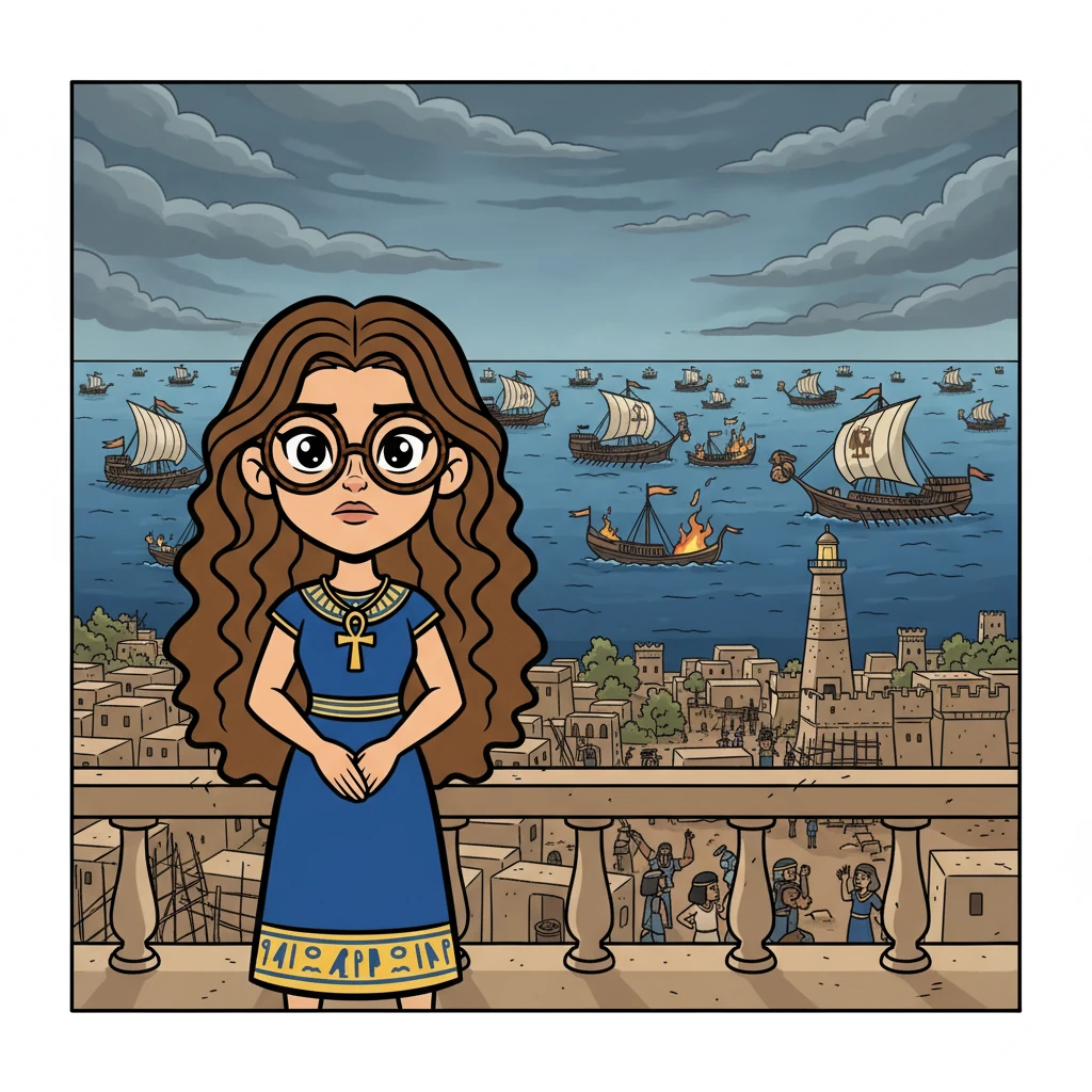 The Battle of Actium unfolds, a naval battle that seals the fate of Cleopatra and Antony. Kayla, with a heavy heart, watches from Alexandria as their fleet is defeated. The dream of a shared kingdom with Antony is crumbling, as Octavian's victory feels inevitable. The city braces itself for siege.
