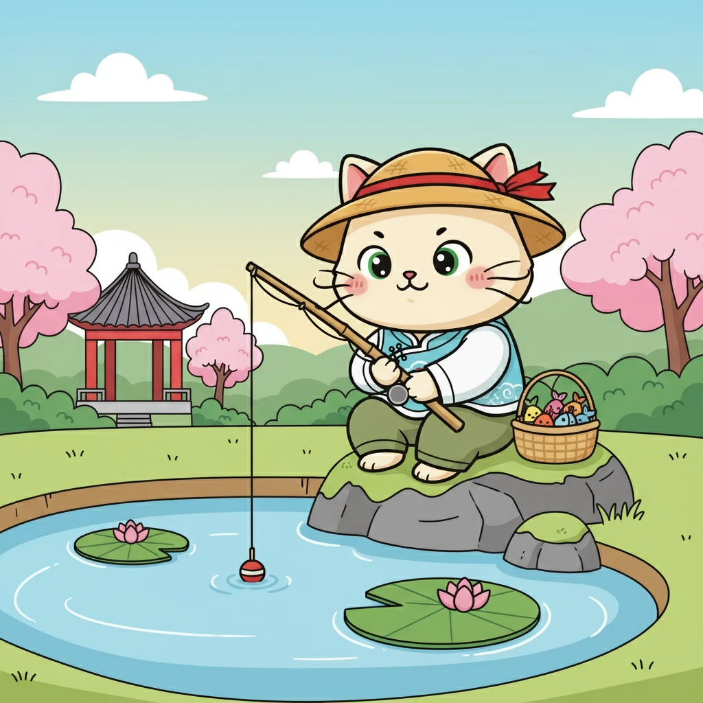 时间一分一秒地过去了，花花的心情既紧张又兴奋。她一直盯着浮漂，生怕错过了任何动静。可是，鱼儿们似乎并不着急。