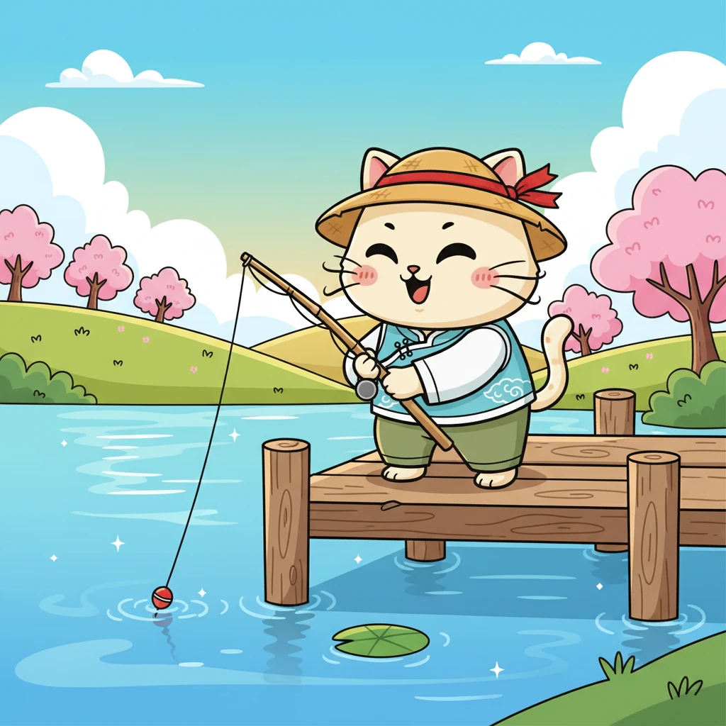 虽然花花没有把鱼带回家，但她体验到了钓鱼的乐趣，也学会了耐心和坚持。她明白了，只要努力，就能收获成功。