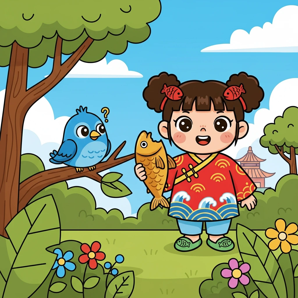 接着，咪咪遇到了她的好朋友，一只名叫小鸟的鸟儿。小鸟说：“咪咪，你想吃什么呢？”咪咪回答说：“我想吃美味的午餐！”