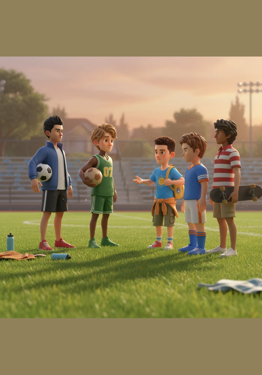 وقف إيثان وسط زملائه المحبطين، وعيناه تلمعان بتصميم لا يلين. أخذ نفساً عميقاً وأخبرهم أن المباراة لم تنتهِ بعد، وأن لديهم 45 دقيقة كاملة ليثبتوا للعالم معدنهم الحقيقي وقوة إرادتهم.