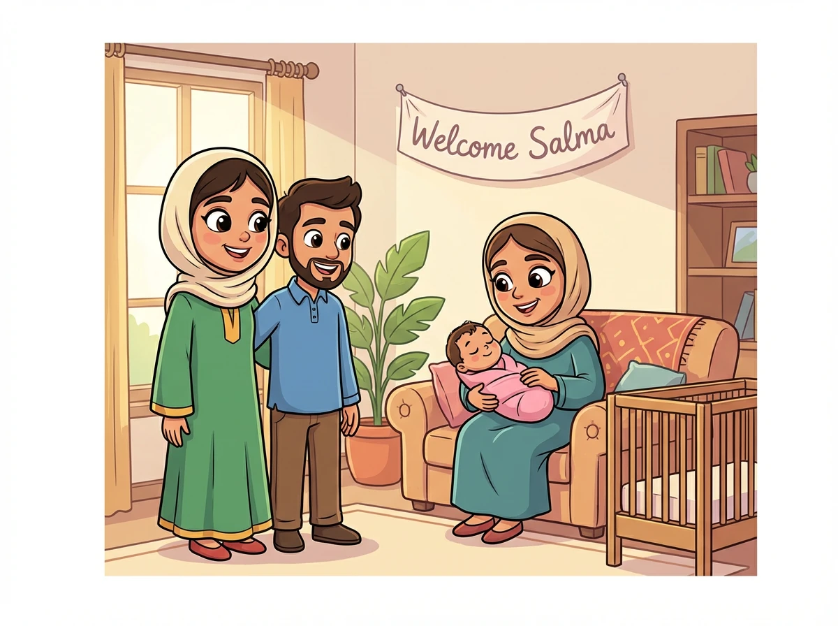 Amani dan Zayd membawa bayi itu pulang ke rumah Amani. Ibu Amani, seorang wanita yang penyayang, menjaga bayi itu dengan baik. Mereka menamakan bayi itu Salma, yang bermaksud selamat.