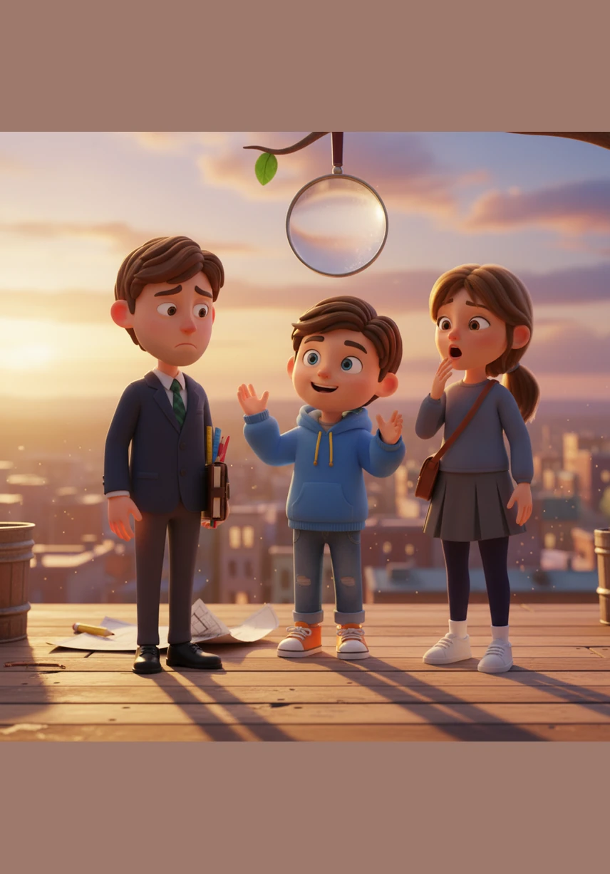 The three friends fall silent for a moment, realizing they weren't failing at teamwork, but simply processing the world in very different ways. They decide that instead of trying to be the same, they will use their unique perspectives as special tools for their project.