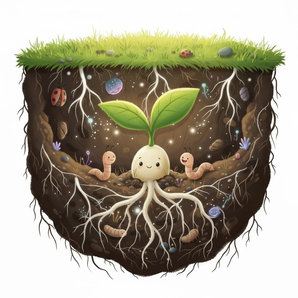 Il germoglio di Chicco cresceva ogni giorno, trasformandosi in una giovane piantina. Le sue foglie verdi si allungavano verso il cielo, desiderose di assorbire la luce del sole e l'energia della terra.  Si sentiva forte e pieno di vita.