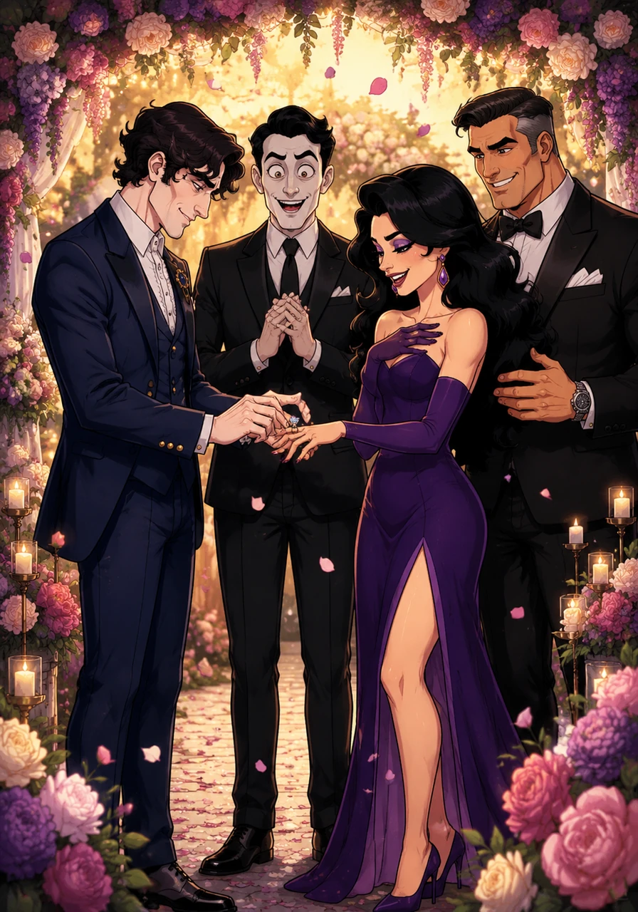 Months of unwavering devotion and gentle persistence finally pay off as Naill and Goch share a tender moment under a canopy of blooming flowers. Goch finally opens his guarded heart, accepting Naill's ring during a magnificent, joyous engagement ceremony filled with supportive friends.