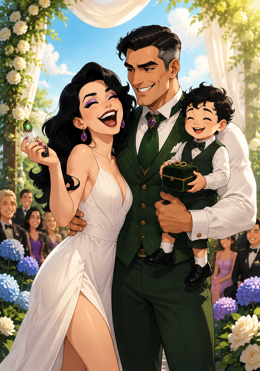 A year later, the sun shines brightly on a lavish garden wedding where Naill and Goch are finally united in marriage, with their one-year-old son Quin proudly holding the rings. Soon after, Goch looks at a positive test result and screams with pure joy into Naill's arms, celebrating the beautiful future they have built together.