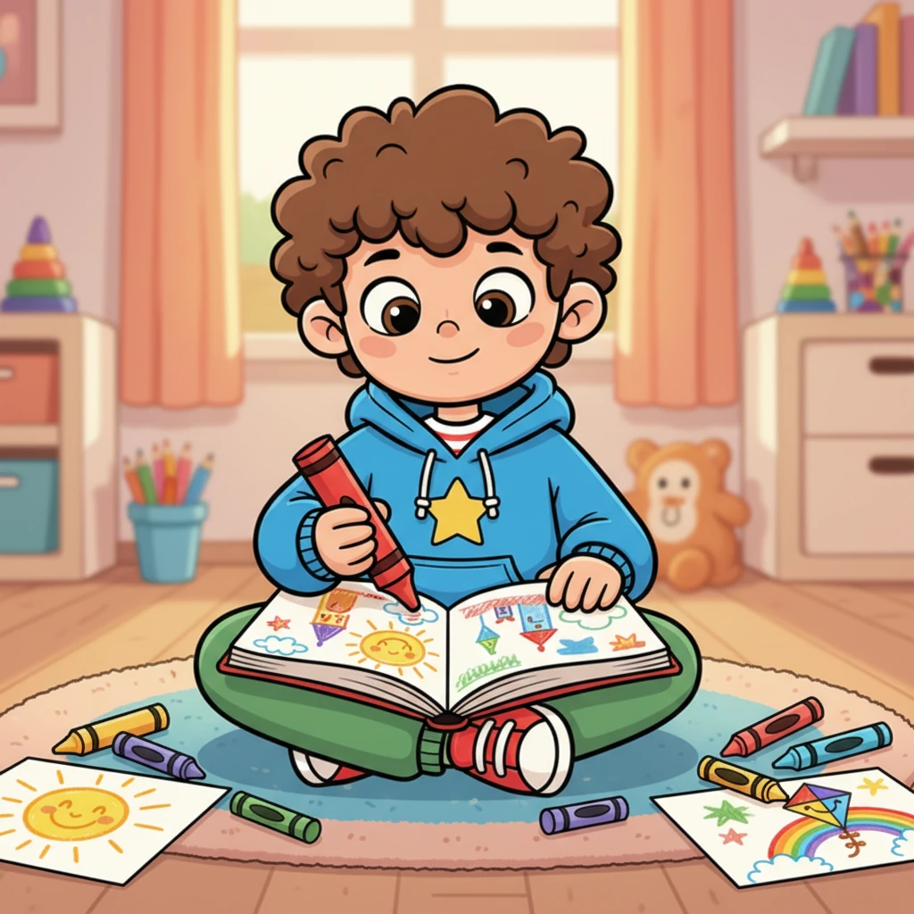 But in that very moment, a tiny spark ignited within Lucas. He decided he wouldn't let his sadness define him, picking up a crayon and a notebook. He began to fill pages with vibrant drawings and heartfelt stories, depicting not only his pain but also the bright hope he yearned to find.