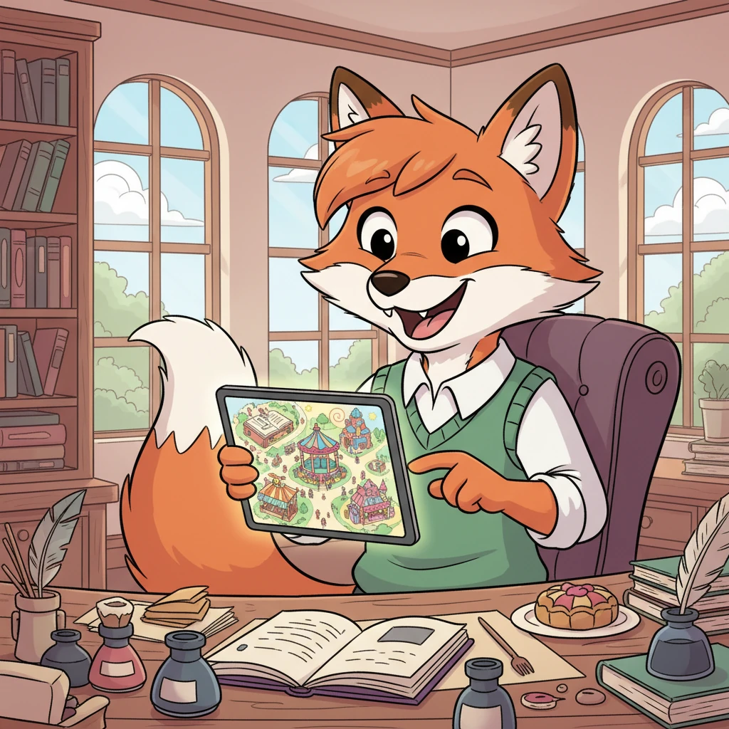 Meet Ms. Inkwell, a cheerful fox publisher, who giggled with delight as she logged into the new portal. On her screen, a vibrant map of the book fair appeared, showing all the available stalls in bright, inviting colors. No more paper piles for her!