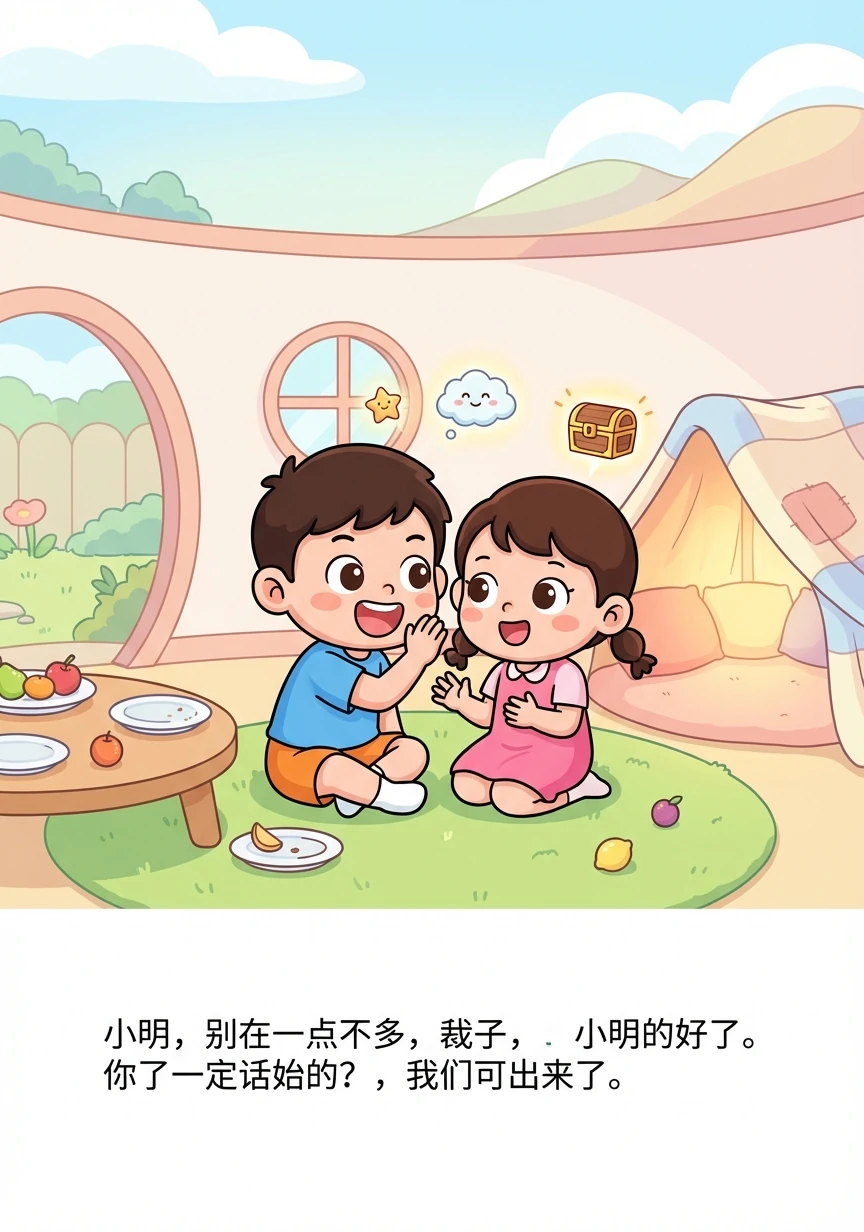 吃完饭，我们一起聊天儿，分享彼此的秘密和有趣的事情。