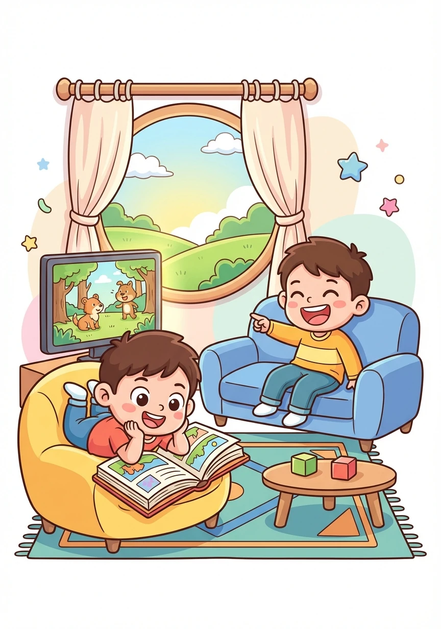 我们也很喜欢一起看电视和看书。李华喜欢看动画片，我喜欢看故事书。