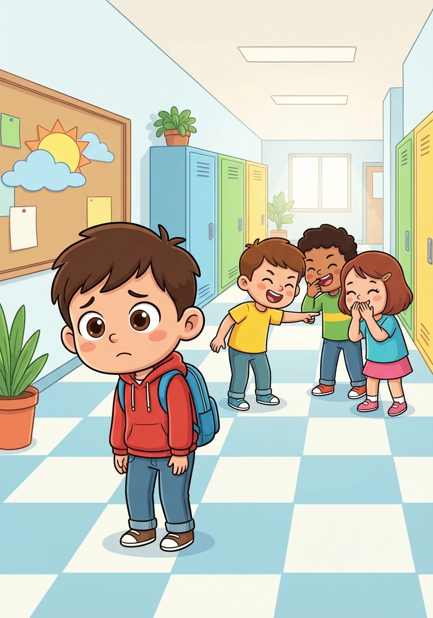 Soon, whispers followed Leo everywhere. Classmates pointed and giggled, and even his friends seemed hesitant to talk to him.