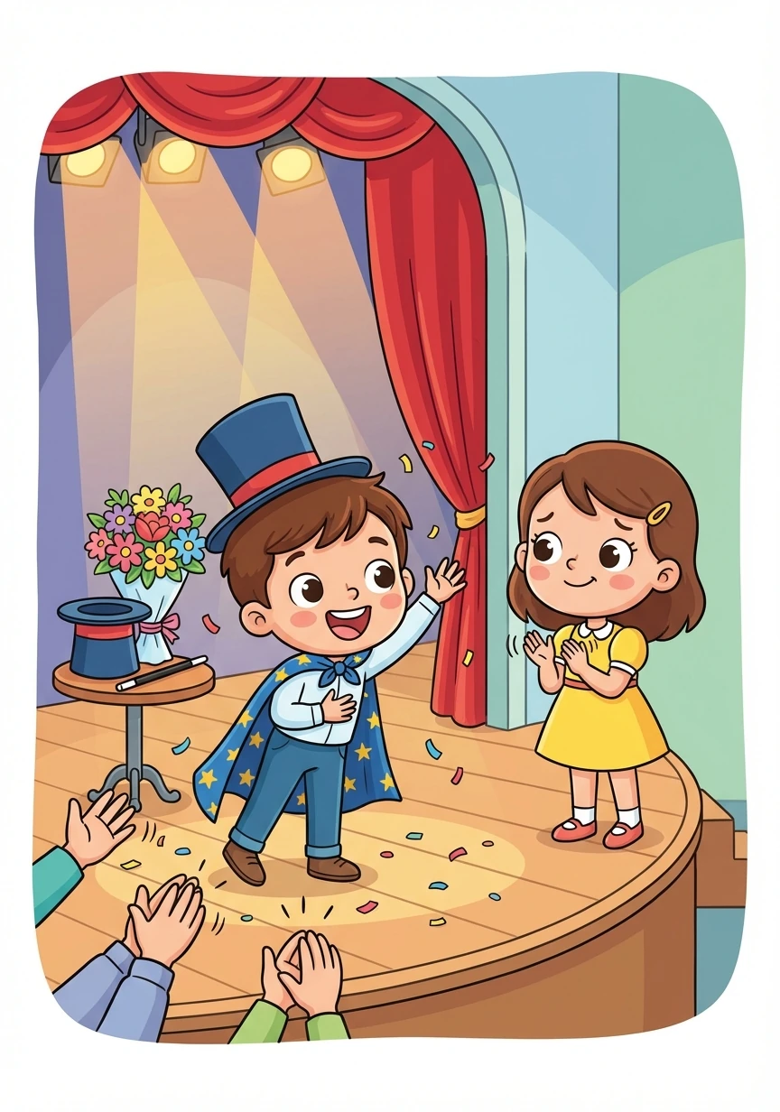 Leo finished his magic act, receiving thunderous applause. He learned a valuable lesson about honesty, forgiveness, and the importance of true friends. And Maya learned that jealousy can hurt and that it is better to be honest.