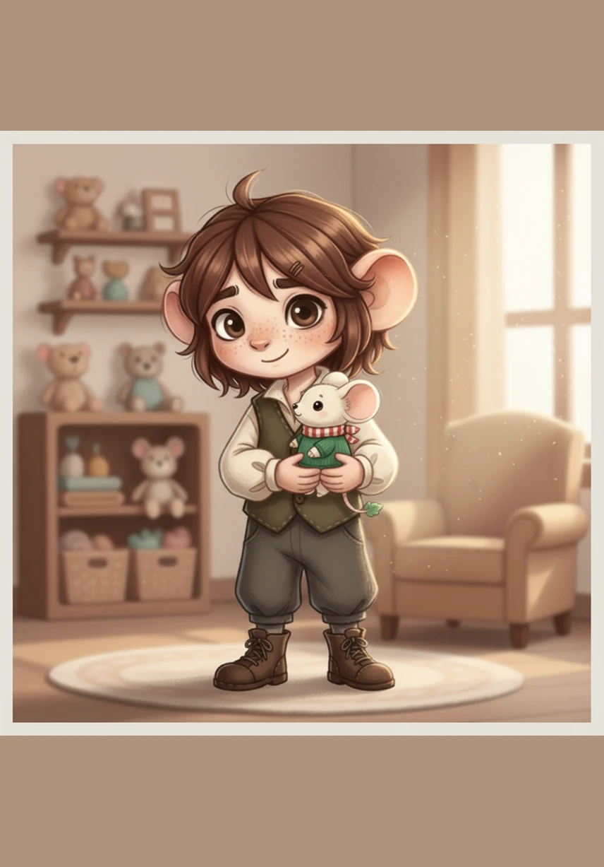 In a hidden alcove, Pip finally found Squeak huddled safely behind a pile of smooth river stones. As they embraced, the darkness that once terrified Pip felt warm and protective, transformed by the power of their friendship. Together, they began the journey home, their hearts glowing much brighter than the lantern in Pip's hand.