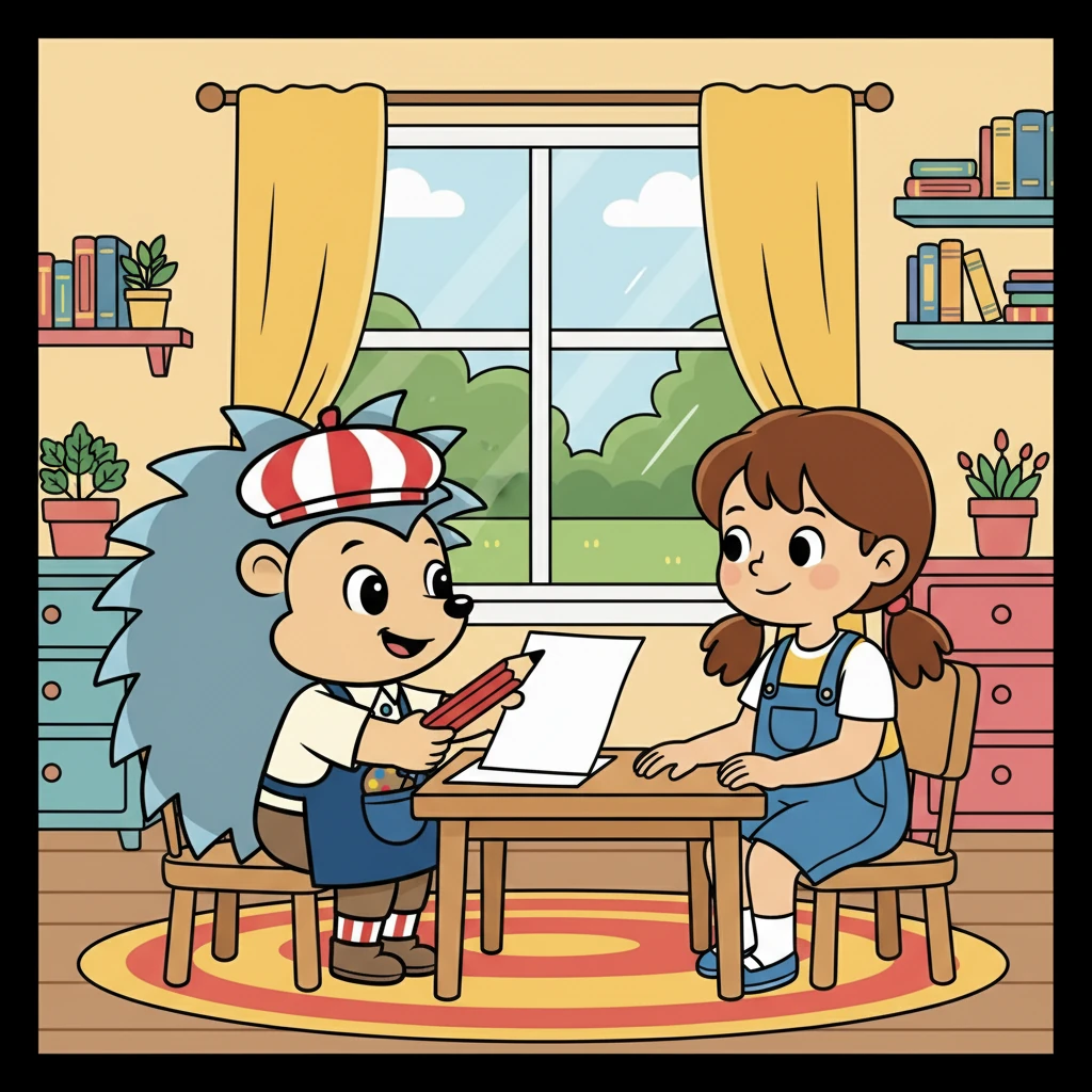 Mia expliqua qu'elle se sentait seule et qu'elle avait envie de faire quelque chose de joyeux. Ronron eut une idée : ils pourraient dessiner ensemble ! Il sortit un crayon et du papier.