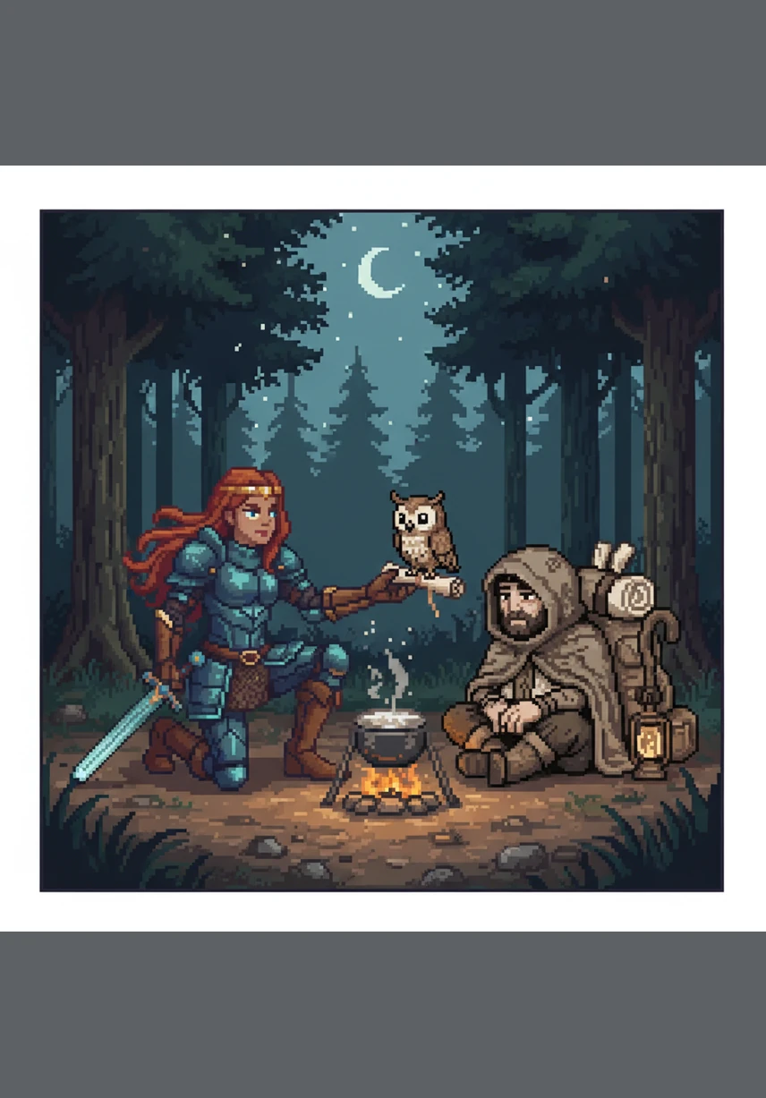 She begins her walk down a winding path where the flowers seem to bow in greeting. The clean line-art highlights the symmetry of the garden's design and the open space of the trail ahead.