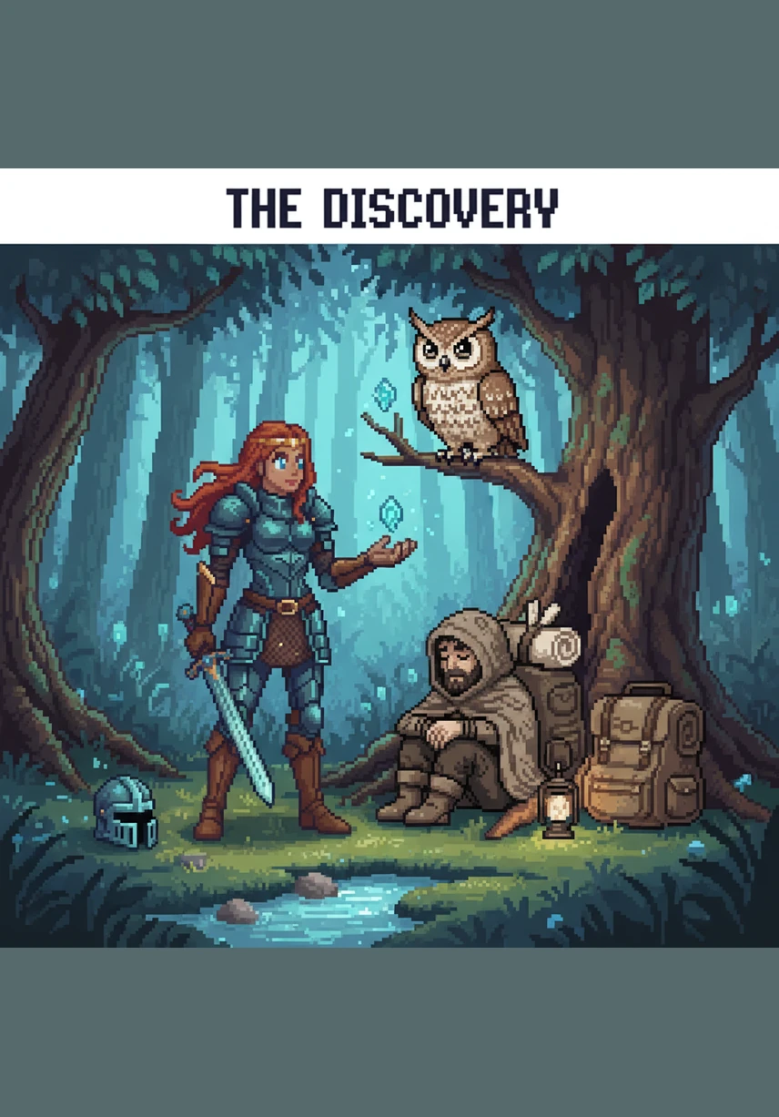 The garden around her begins to glow with symbolic light as Elara understands the true meaning of the lessons she has learned. Gentle geometric accents dance among the floral vines in a celebration of clarity.