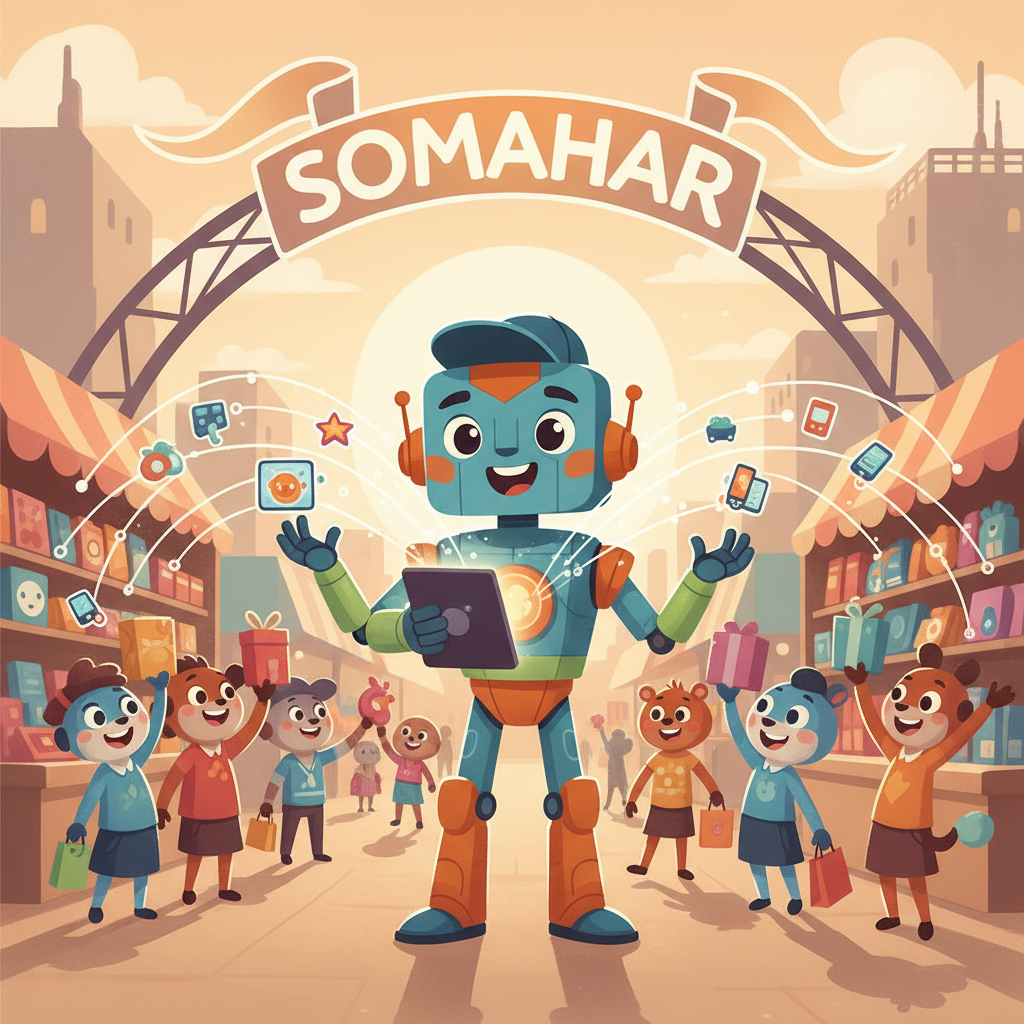 Finally, E-Commi realized that his work was more than just coding; it was about connecting people with products and helping dreams come true. He felt a sense of pride and accomplishment, knowing he played a vital role in the success of SOMAHAR.