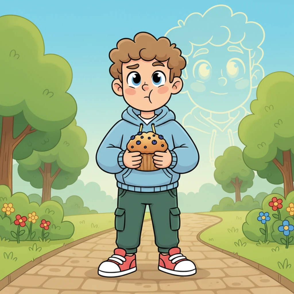 Taking a deep, wobbly breath, Gus squeezed the muffin a little tighter and decided he could do it. He pictured Lily's warm smile and knew he had to try. This time, he would walk tall and speak clearly.