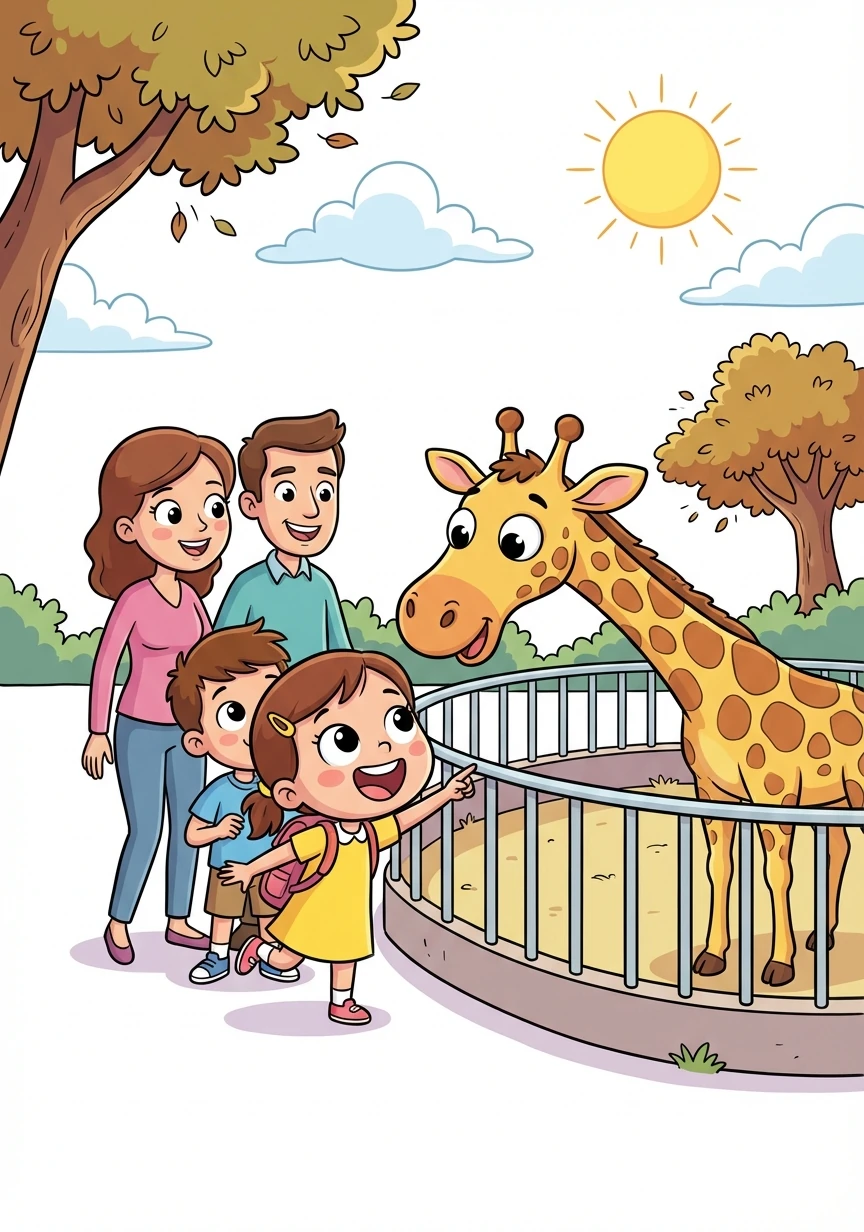 Last Monday, Lily and her family visited the zoo. The sun shone brightly, and a gentle breeze rustled through the trees, promising a day of adventure.