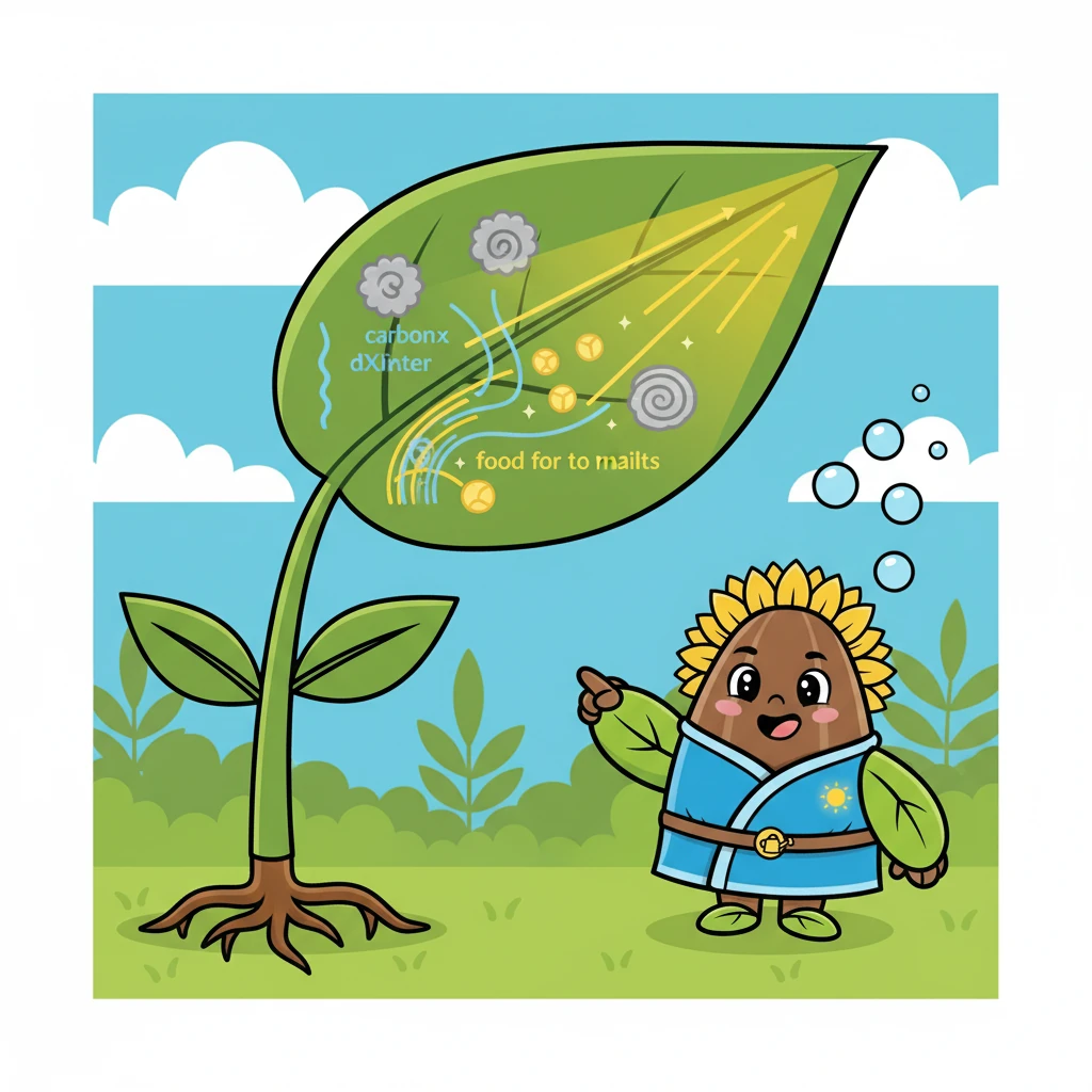 Biji Matahari menyaksikan bagaimana air dari akar dan karbon dioksida dari udara bergabung dengan energi matahari di dalam daun. Proses ini menghasilkan makanan untuk tanaman dan melepaskan oksigen ke udara.