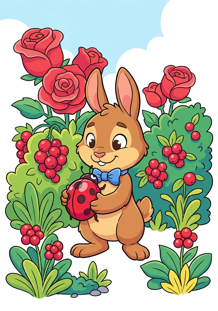 First, they searched for the red, bright and bold, in roses and berries, a story to be told. They found a red ladybug, shiny and small, and carefully carried it, answering the rainbow's call.