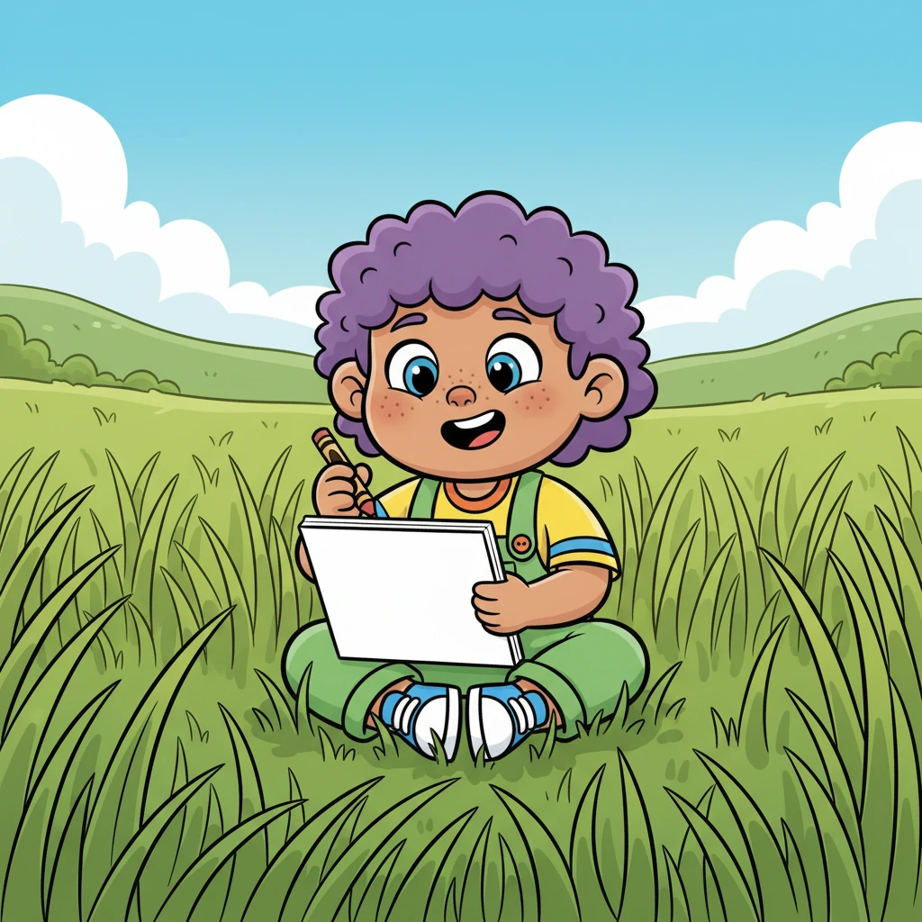 Sprunki, a small, round, and incredibly cheerful creature, sat in a field of tall, swaying green grass. Sprunki held a large, blank drawing pad and a single uncolored crayon, looking a little puzzled but full of eager anticipation. What wonderful creation would emerge today?