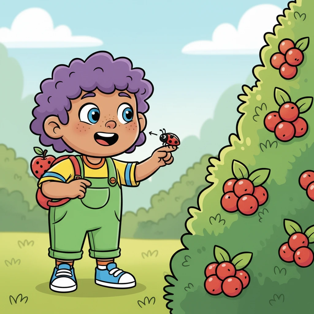 The clever ladybug then pointed one tiny leg towards its own vibrant red shell, and then to a nearby bush bursting with juicy, round red berries. Sprunki watched, fascinated, as the ladybug showed off the beautiful color red. A spark of understanding lit up Sprunki's face.