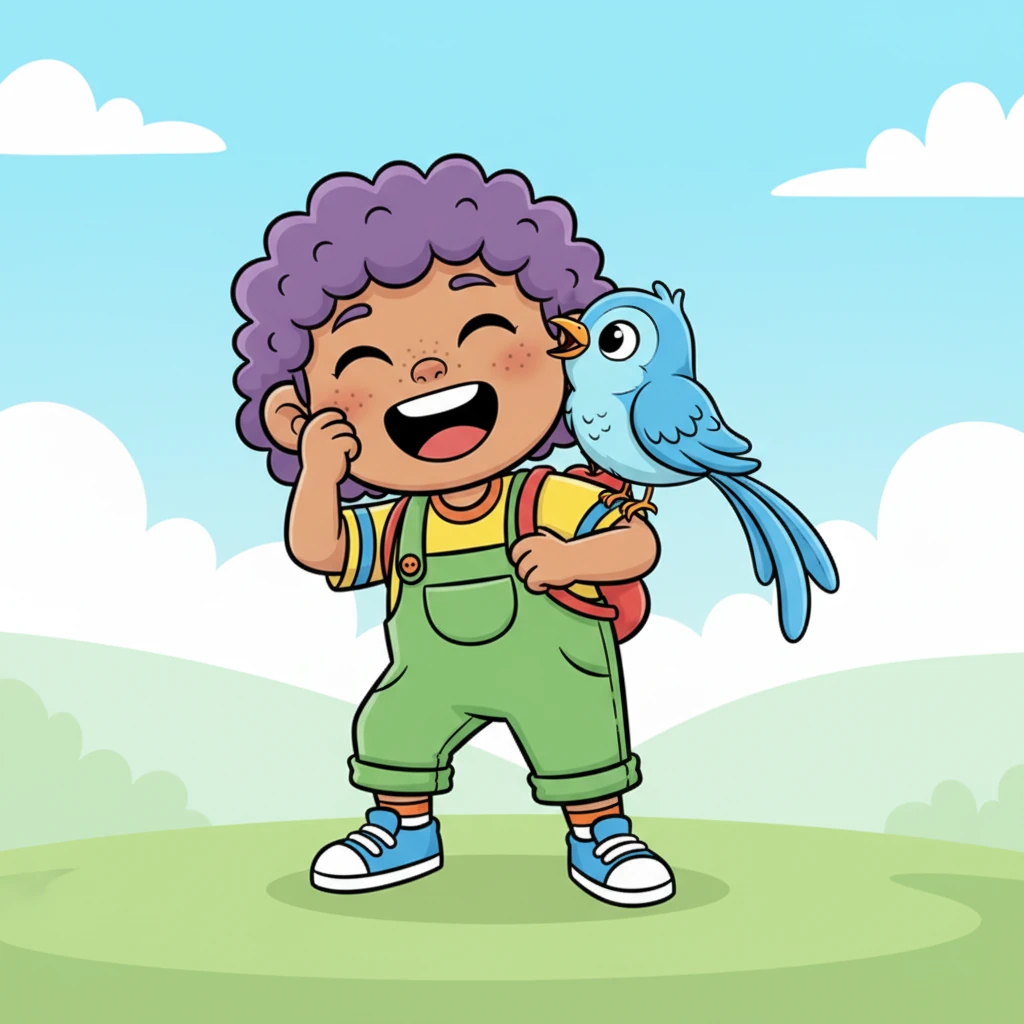 Next, a fluffy bluebird, with feathers as soft as clouds and a long, elegant tail, gracefully fluttered down. It landed with a gentle tap right on Sprunki's shoulder, chirping a sweet, melodious tune. Sprunki let out a delightful laugh at the ticklish feeling.