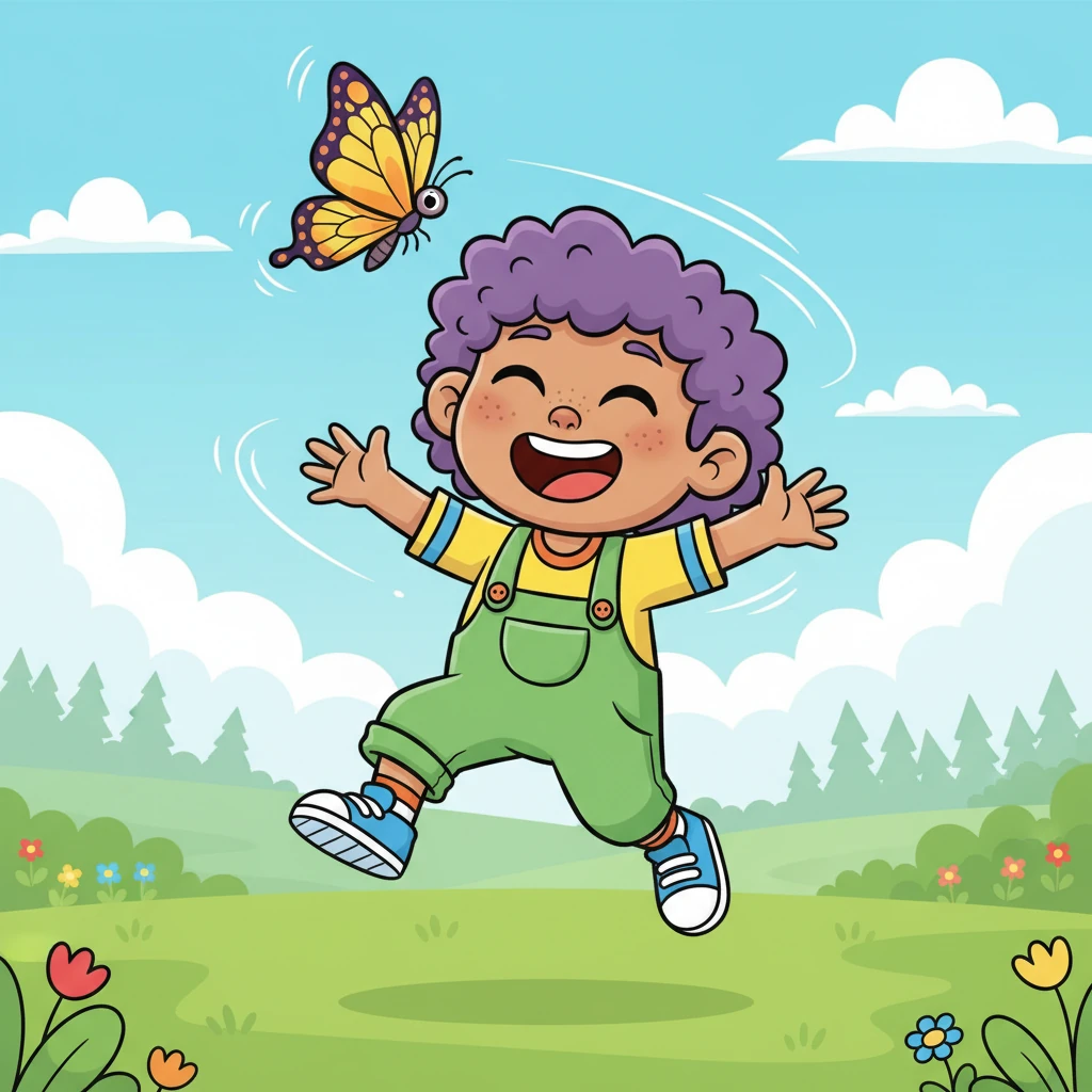 Just then, a big, sunny yellow butterfly, with intricate patterns on its delicate wings, danced playfully around Sprunki's head. It fluttered in gentle circles, making Sprunki burst into another fit of joyful laughter. The butterfly was so light and airy.
