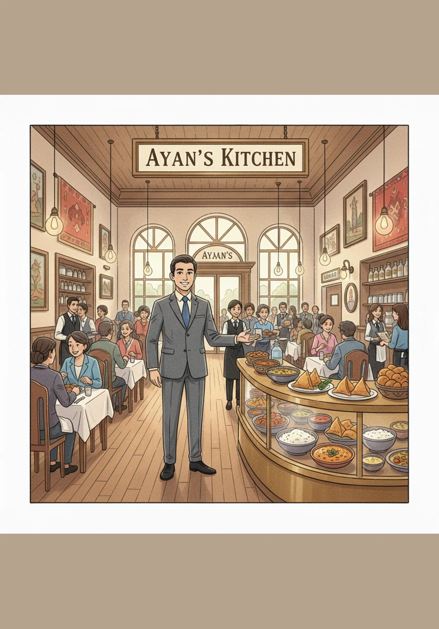 As the years passed, the humble stall transformed into a grand restaurant with high ceilings and elegant decor that reflected Ayaan's journey. His name became synonymous with excellence, and his recipes were celebrated as masterpieces of warmth and tradition.
