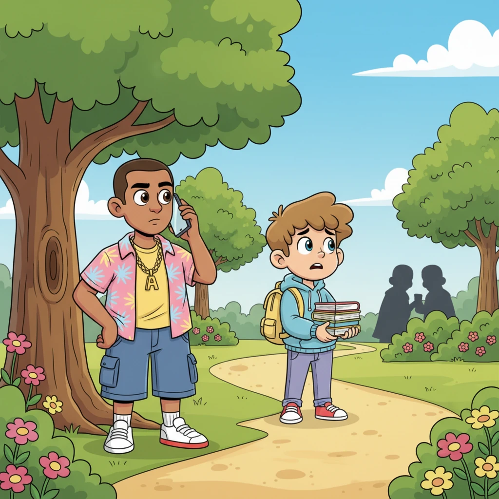 Un après-midi, alors qu'ils se promènent dans un parc luxuriant, Alessio reçoit un appel téléphonique urgent et s'éclipse rapidement pour une conversation discrète. Valerio aperçoit des figures aux visages sombres observant Alessio de loin, et une pointe d'inquiétude perce son cœur. Il secoue la tête, essayant de chasser ces pensées dérangeantes.