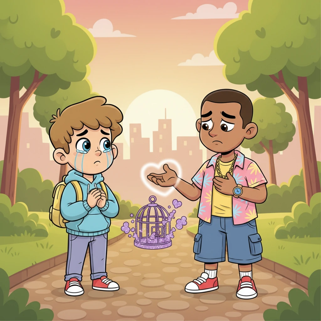 Bouleversé, Valerio confronte Alessio, ses yeux remplis de larmes et de confusion. Alessio, le visage marqué par le regret, avoue une partie de ses activités, expliquant qu'il est piégé dans un monde qu'il désire quitter. Il exprime son profond désir de changer pour Valerio, lui montrant une vulnérabilité inattendue.