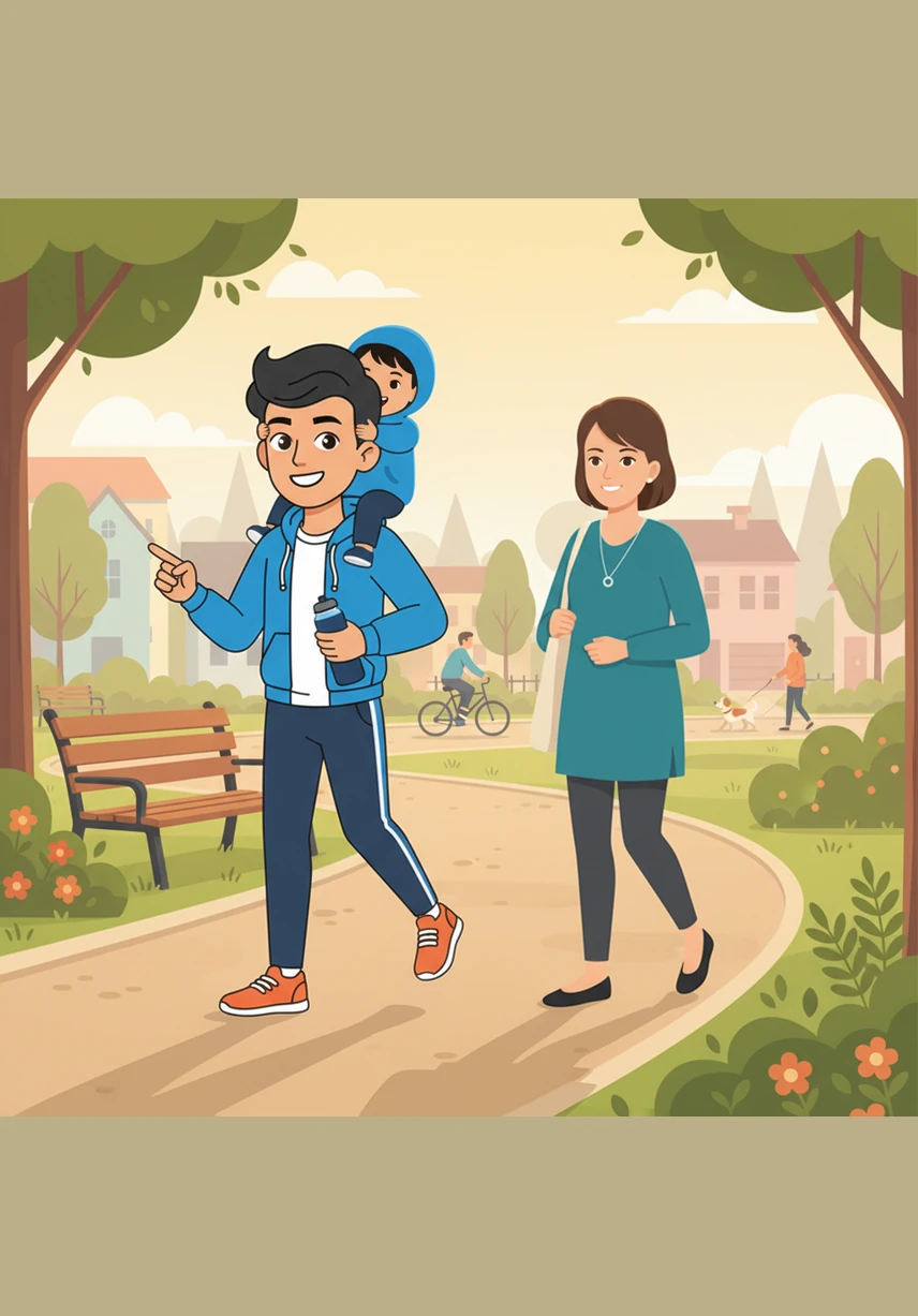 As the sun begins to peek over the horizon at six o’clock, Ali starts his day with a refreshing walk through the quiet neighborhood. The morning air is cool and crisp, giving him a burst of energy to start his morning right.