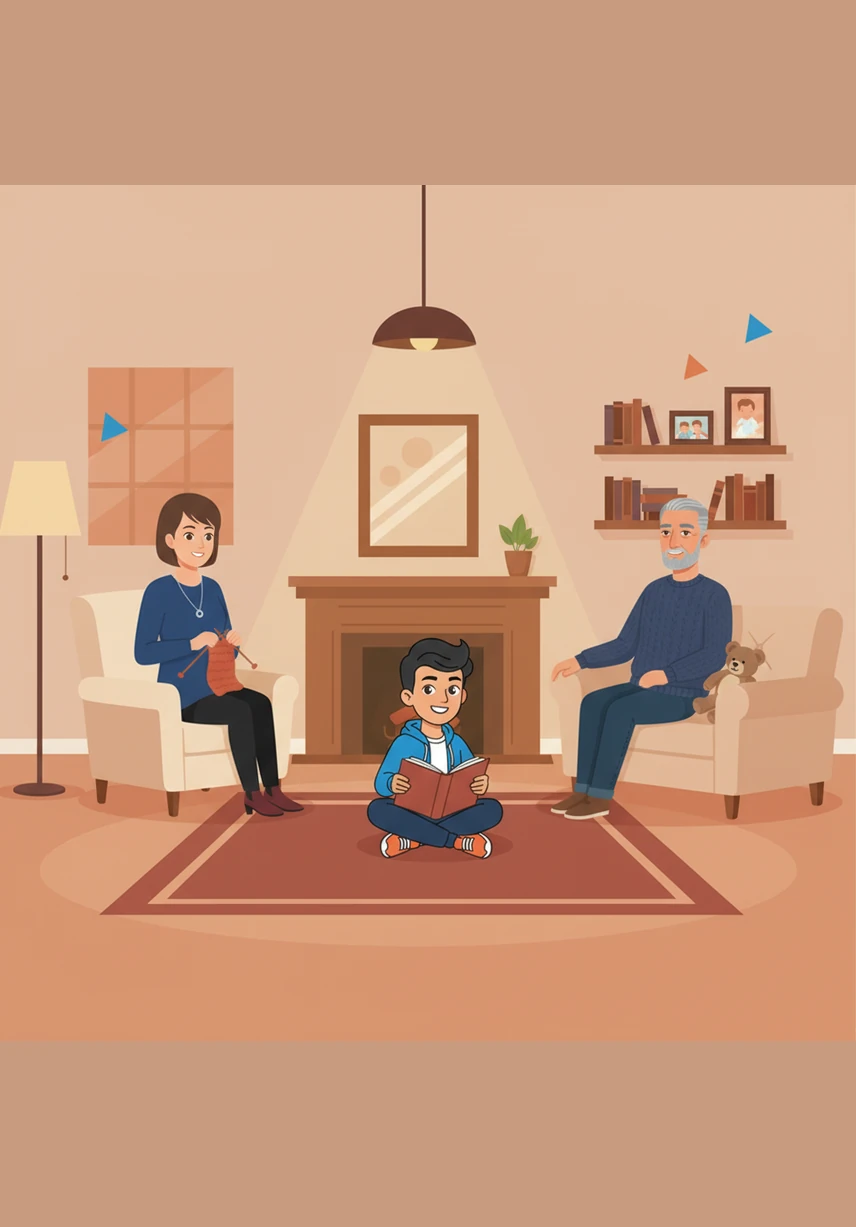 The day ends with the whole family gathered in the cozy living room, sharing stories and laughter together. Ali feels a deep sense of happiness, knowing that his good habits and the love of his family are the keys to a bright future.
