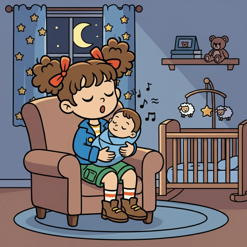 Ninna, mmm, mmm, canta, mmm, mmm, la nanna. Leo, mmm, mmm, dorme, mmm, mmm, nella calma. La notte, mmm, mmm, non è vana.