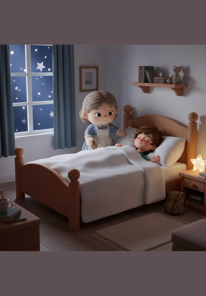 The room grew quiet and the stars twinkled outside as Ben snuggled deep into his soft pillows. With a heart full of happiness and the soft voice echoing in his dreams, he drifted off to sleep, ready for whatever tomorrow might bring.