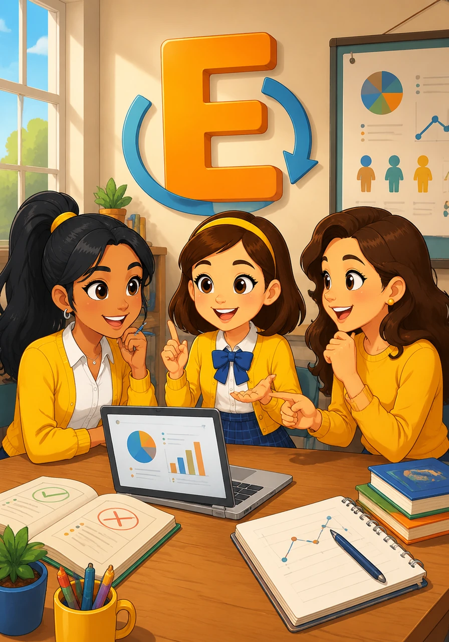Finally, they reach the 'E' for Evaluate and Revise, discussing how to measure the impact of their teaching. They agree that reflecting on what worked and what failed is the only way to grow and improve as future educators.