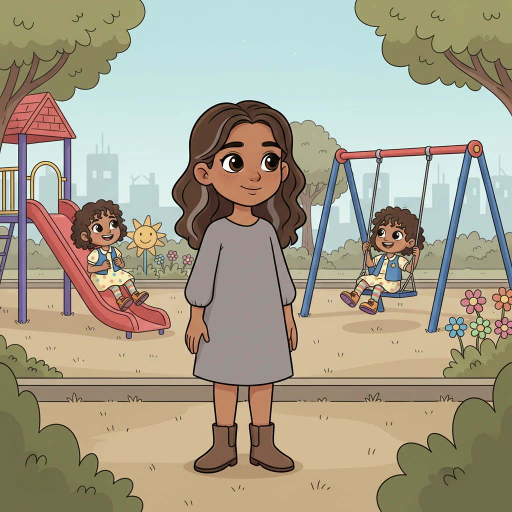 Lumi lived in a world that felt a little muted, like a faded photograph. Her clothes were soft grays and browns, and her smile was just a tiny curve. She often watched other children playing, wishing she could feel as bright as they looked.