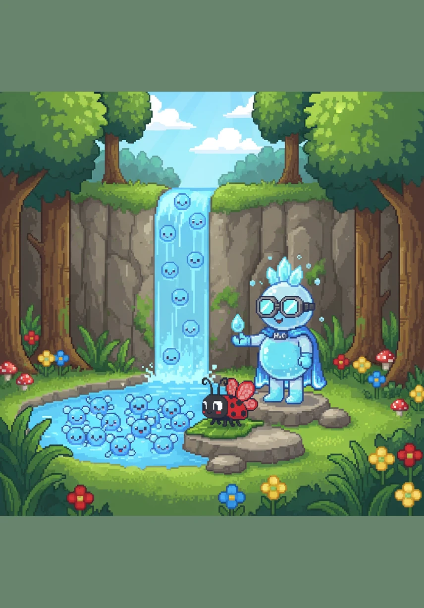 The brook grows wider and faster, turning into a majestic river that flows through the countryside. Abby waves at the silver fish darting past and watches deer stop by the bank for a refreshing drink.