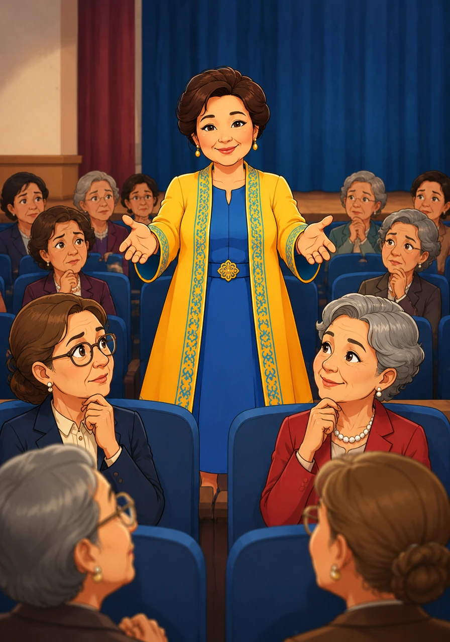 The school auditorium was filled with whispers of doubt as a group of veteran educators gathered for a special seminar on modern technology. At the front of the room stood Almagul Seitzhanovna, a warm and radiant mentor whose gentle smile immediately began to melt the icy tension in the air.