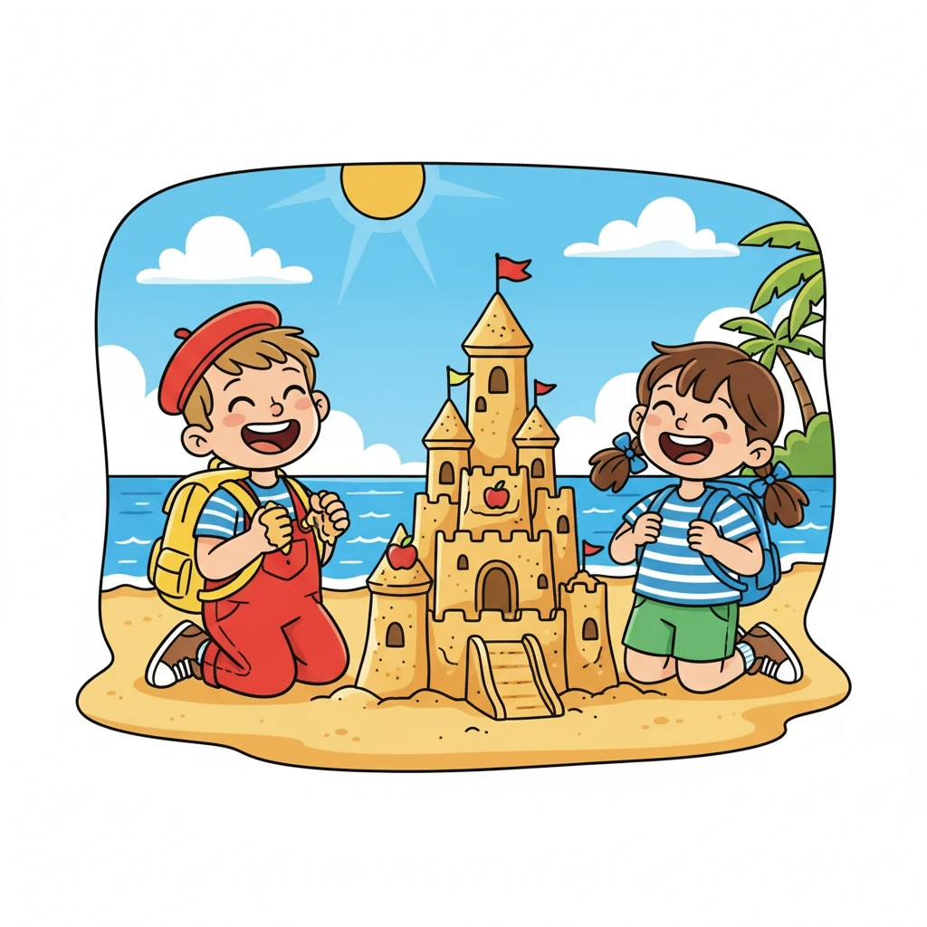 Pendant la récréation, Samuel et Léa construisirent un château de sable incroyable. Ils rirent aux éclats et inventèrent des histoires fantastiques. Leur amitié grandissait à chaque instant.