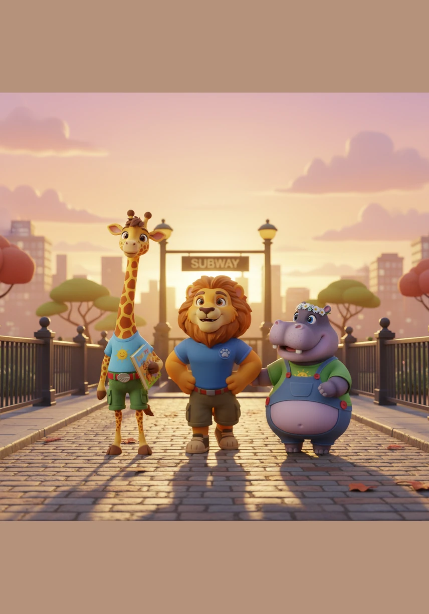 As the sun begins to set, painting the sky in shades of orange and pink, the group decides it is time to head home. They walk toward the subway station together, feeling peaceful and closer than ever after their afternoon in the park.