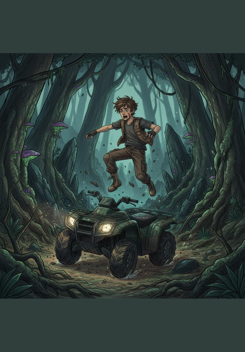 ברגע אחד של חוסר תשומת לב בזמן חציית גבעה, הטרקטורון פוגע בסלע גדול המוסתר בחול. הכלי מאבד שווי משקל ומתהפך באוויר, ויותם מושלך אל הקרקע הקשה בעוצמה רבה.