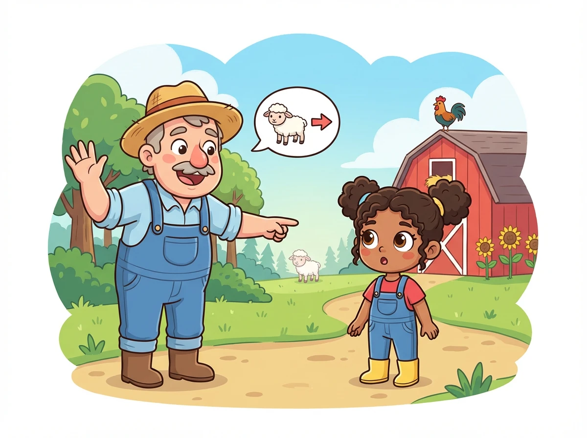 One sunny morning, Farmer Giles called Henrietta for her first mission. A baby lamb was lost in the nearby forest!