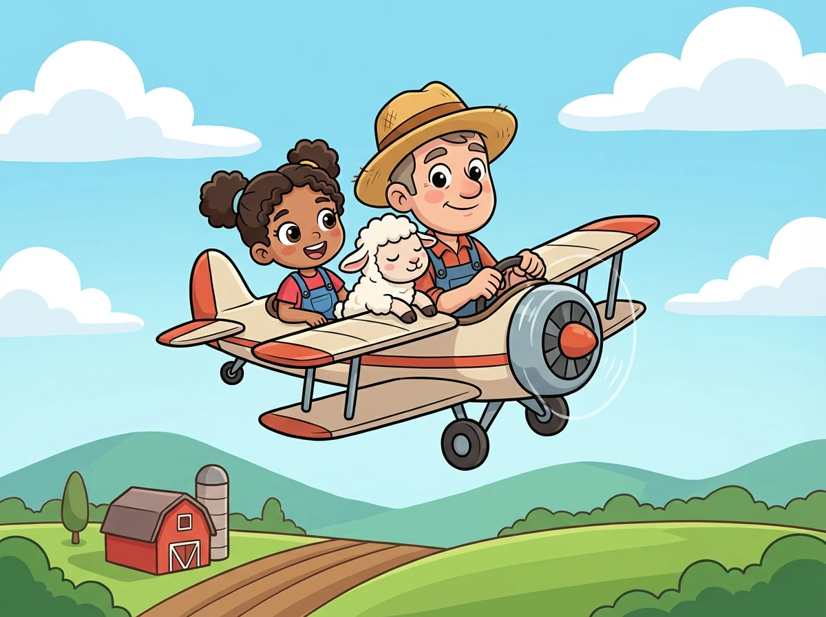 As they flew back to the farm, the lamb snuggled against Farmer Giles, feeling safe and warm. Henrietta felt a surge of happiness.