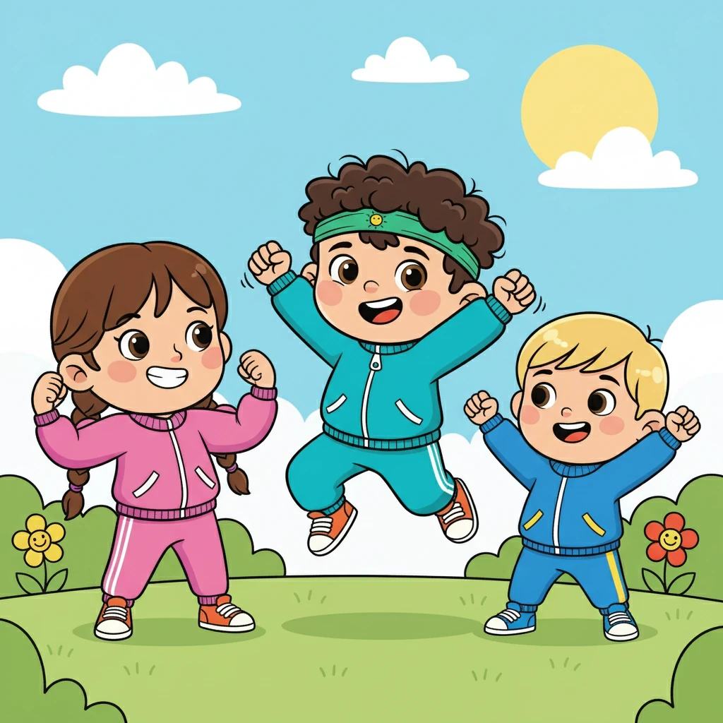 Балдырған және оның достары жаттығуларды аяқтағаннан кейін, олардың беттерінде күлкі пайда болады. Олар өздерінің күшті екенін сезінеді.