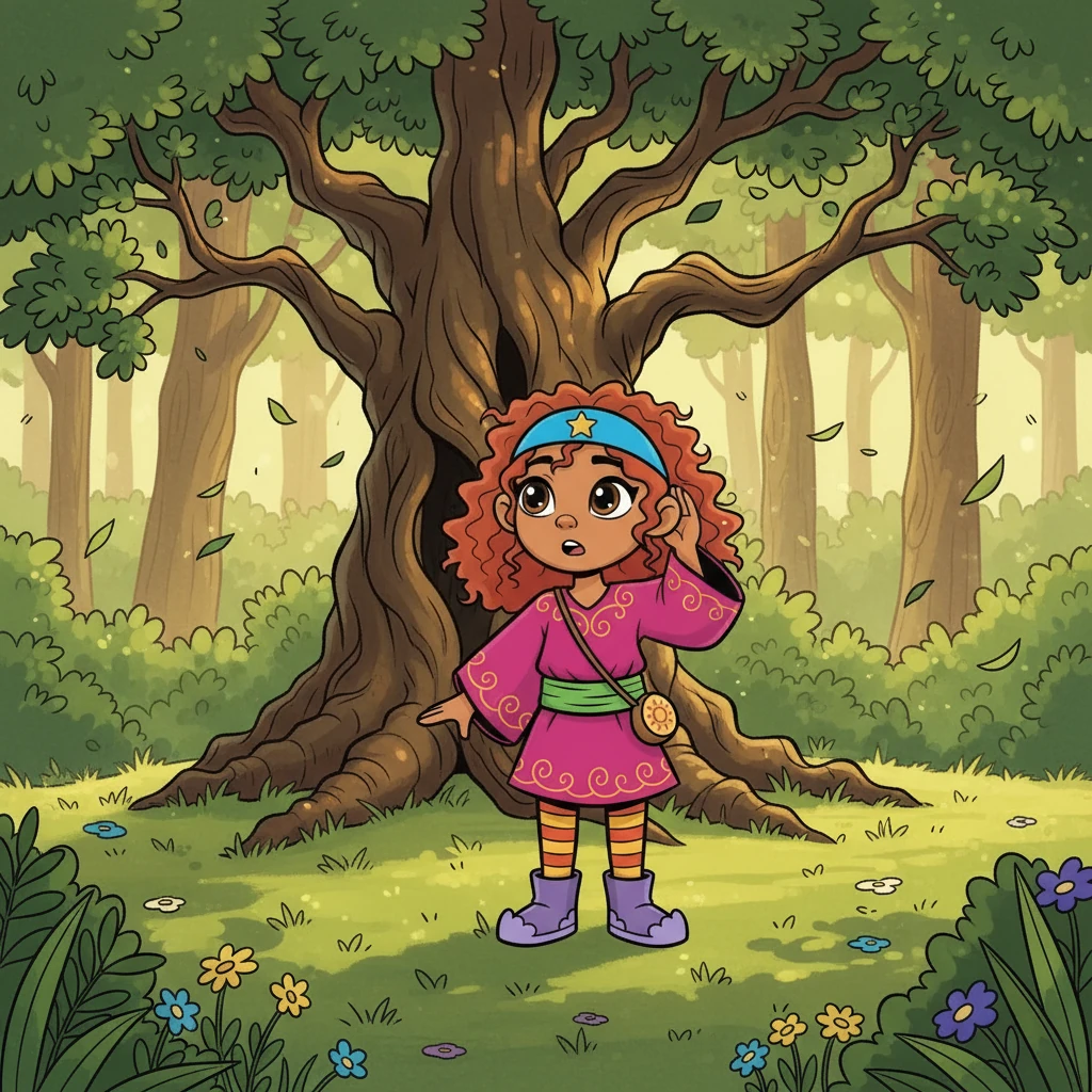 One sunny afternoon, while exploring, Anya stumbled upon a clearing. A large, gnarled oak tree stood in the center, its leaves rustling softly. Suddenly, she heard a voice, faint but clear, calling her name.